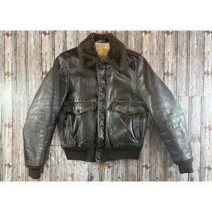 Schott NYC Leather Flight Jacket I-S-674-M-S sz 42 USA Made Talon zip 50's 60's